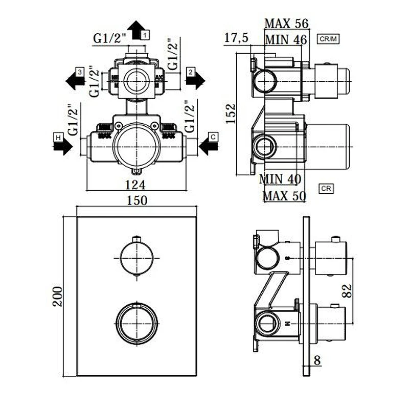Смеситель для душа Paffoni Light LIQ519CR Хром встраиваемый
