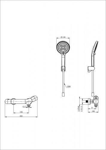 Смеситель для душа Wonzon &amp; Woghand WW-B2057-A-BG с термостатом цвет Темный графит