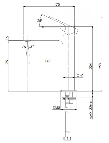 Смеситель для раковины Remer Absolute AU12AXV цвет Сталь