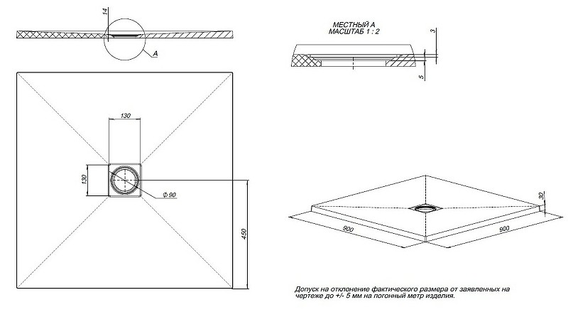 Душевой поддон из искусственного камня Allen Brau Priority 90x90 8.31002-AM Антрацит