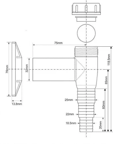 Сифон для стиральной машины McAlpine WMV-32CP цвет Хром