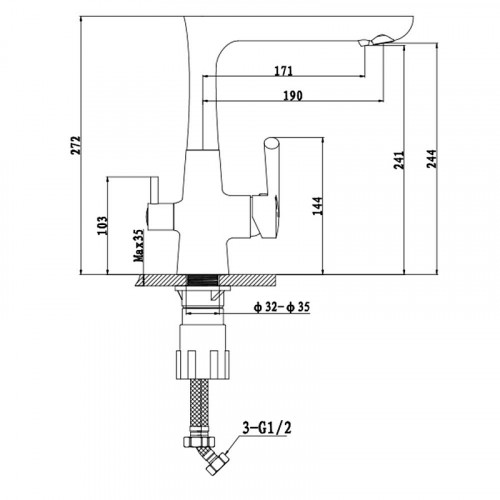 Смеситель для кухни GranFest 3223 цвет Серый