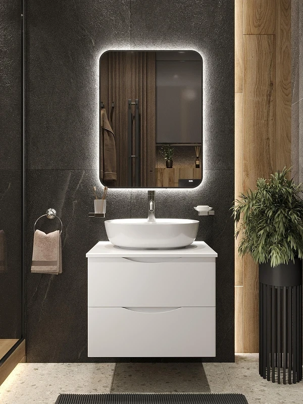 Тумба c раковиной Bond Cube 60 T55605-S01500 подвесная цвет Белый матовый