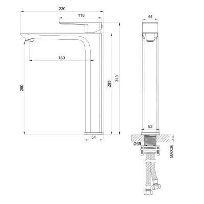 Смеситель для раковины Wonzon &amp; Woghand Edge WW-88239003-BG цвет Брашированное золото