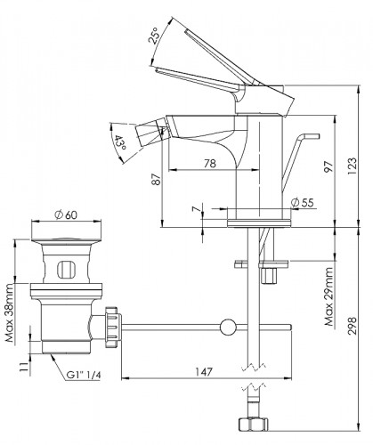 Смеситель для биде Remer Slash Dot SL20BG цвет Золото брашированное
