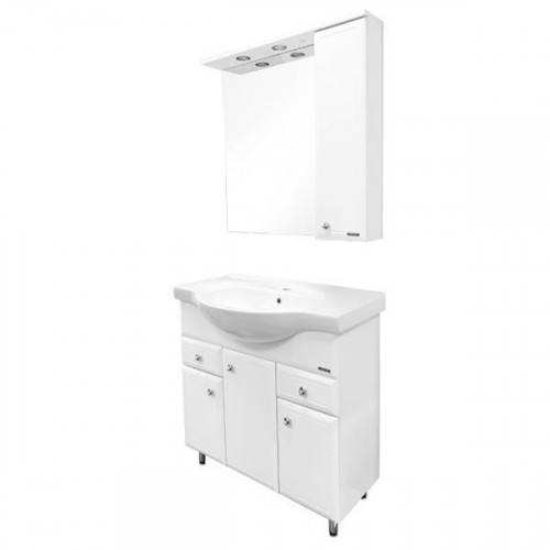 Зеркало со шкафом Comforty Сочи 85 00003132119 Белый глянец МДФ / ЛДСП, стекло