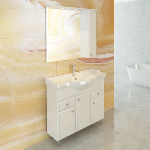 Зеркало со шкафом Comforty Сочи 85 00003132119 Белый глянец МДФ / ЛДСП, стекло