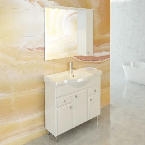 Зеркало со шкафом Comforty Сочи 85 00003132119 Белый глянец МДФ / ЛДСП, стекло