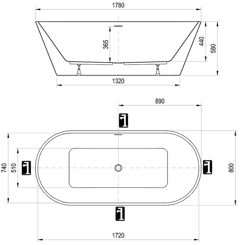 Акриловая ванна Ravak Solo 178x80 XC00100025 без гидромассажа