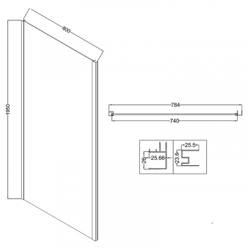 Душевая стенка Niagara Nova 80 NG-A80-34 профиль Хром стекло прозрачное