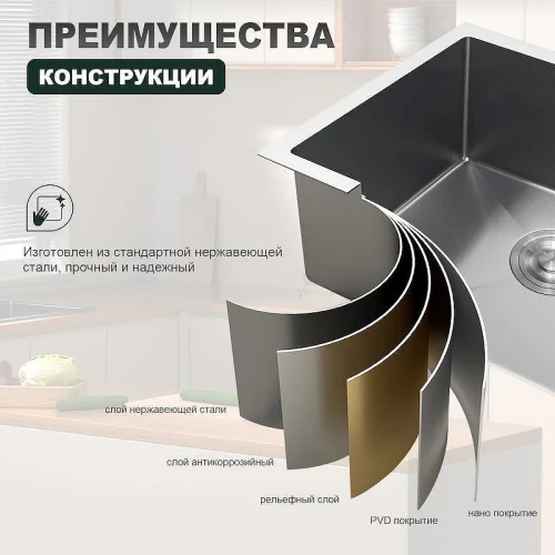 Кухонная мойка Splenka 50 S700.5045.05 цвет Сатин