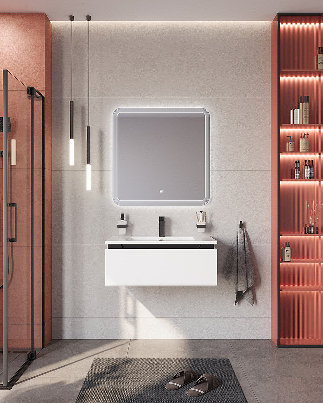 Тумба под раковину Cezares Slider 80 SLIDER-800-1C-SO-BO подвесная Bianco Opaco МДФ / ЛДСП