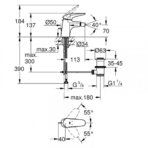 Смеситель для биде Grohe Eurostyle Solid 23720003 Хром