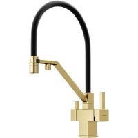 Смеситель для кухни Sancos Loro SC4007BG Золото брашированное Черный латунь однорычажный