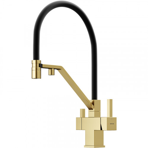 Смеситель для кухни Sancos Loro SC4007BG Золото брашированное Черный латунь