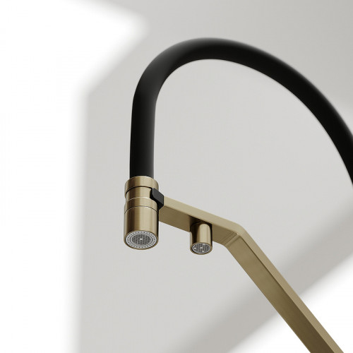 Смеситель для кухни Sancos Loro SC4007BG Золото брашированное Черный латунь