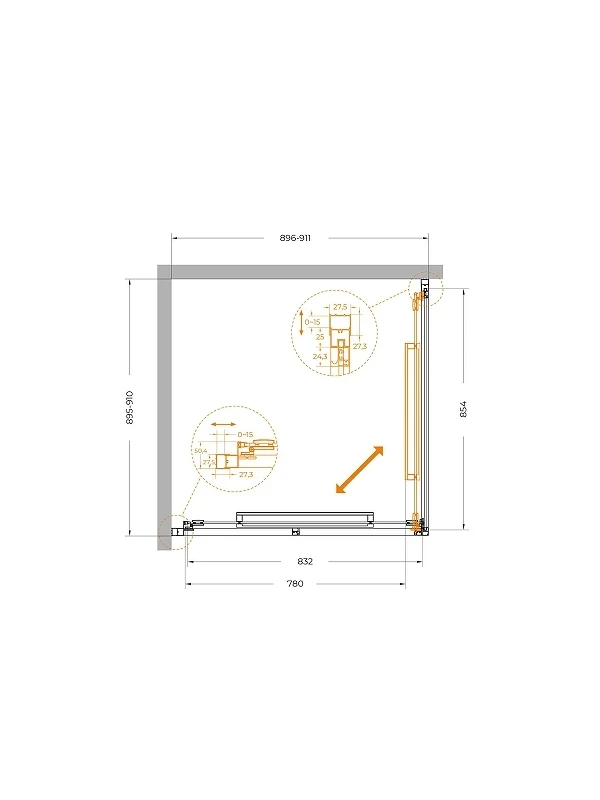 Душевой уголок Cezares Lux 90x90 LUX-A-FS-1-90-C-CR профиль Хром стекло прозрачное