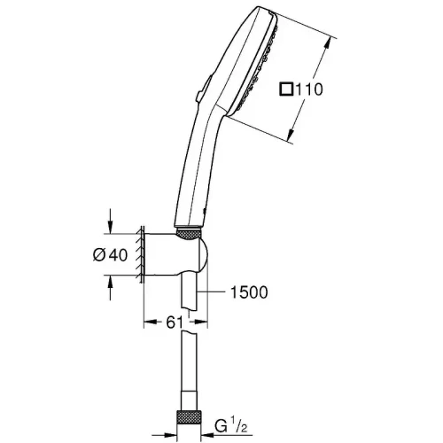 Душевой гарнитур Grohe Tempesta Cube 275882433 цвет Черный матовый