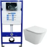 Комплект унитаза Ceramicanova Union CN4009T с инсталляцией WellWant Standart 50 WWISI1110B с сиденьем Микролифт и клавишей смыва Хром глянцевый фарфор подвесной