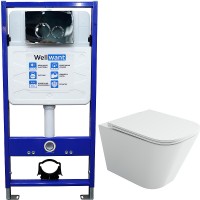 Комплект унитаза Ceramicanova Union CN4009T с инсталляцией WellWant Standart 50 WWISI1110B с сиденьем Микролифт и клавишей смыва Хром глянцевый фарфор подвесной