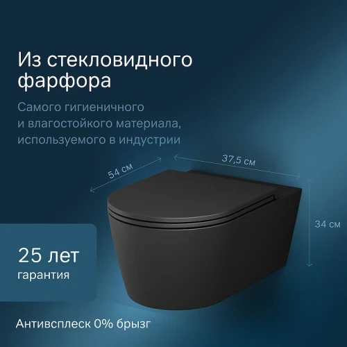 Унитаз AM.PM Func FlashClean C8F1701MBSC подвесной Черный матовый с сиденьем Микролифт фарфор подвесной