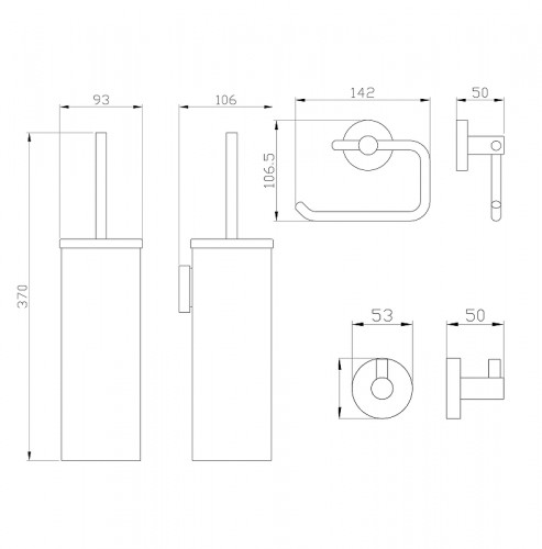 Набор аксессуаров для ванной Wonzon & Woghand WW-8100-GM цвет Темный графит