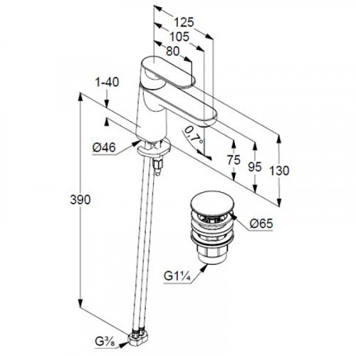 Смеситель для раковины Kludi Louva 242663975 Черный матовый латунь