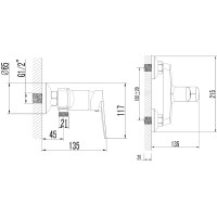 Смеситель для душа Azario Castelo AZ-VJC338274C Хром латунь на стену