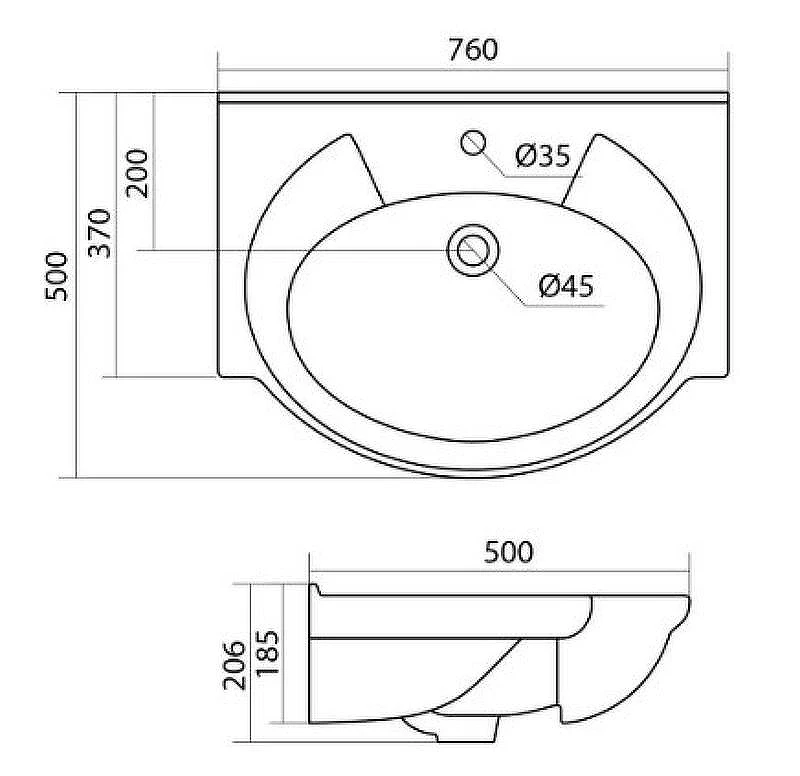 Раковина Style Line Santek Байкал 75 ЛС-00000145 Белая