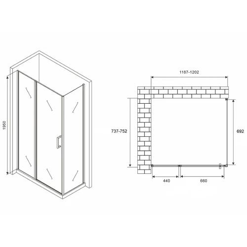 Душевой уголок Abber Sonnenstrand 120x75 AG04120S-S75 профиль Хром стекло прозрачное