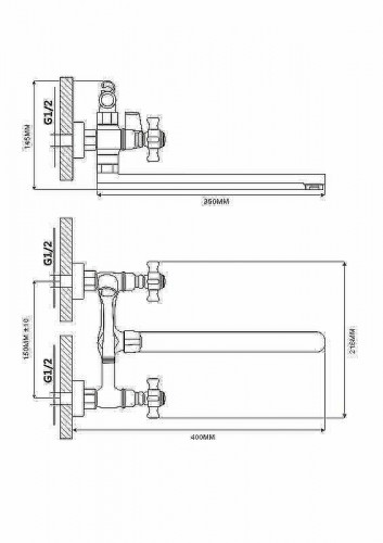 Смеситель для ванны Ekko E22024 универсальный Хром