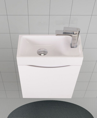 Тумба под раковину Art&amp;Max Liberty-500-1D-SO-BL-R подвесная Белый глянец МДФ / ЛДСП