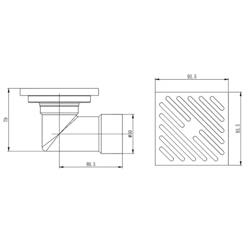 Душевой трап Raglo 100x100 R606.10.09 с решеткой Графит матовый