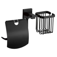 Держатель туалетной бумаги и освежителя воздуха Savol S-L06551H с крышкой цвет Черный