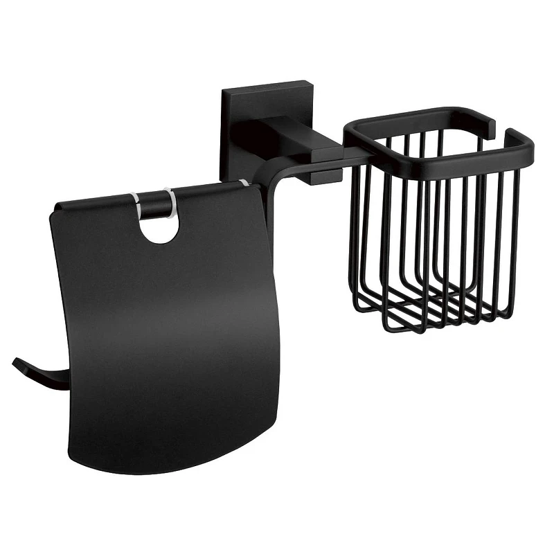 Держатель туалетной бумаги и освежителя воздуха Savol S-L06551H с крышкой цвет Черный