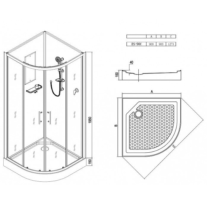 Душевая кабина Esbano ES-90C 90x90 ESKB90C без гидромассажа