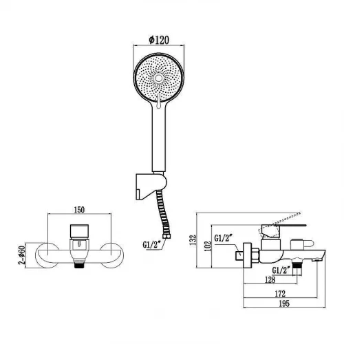 Смеситель для ванны Fmark FS8803C цвет Золото матовое