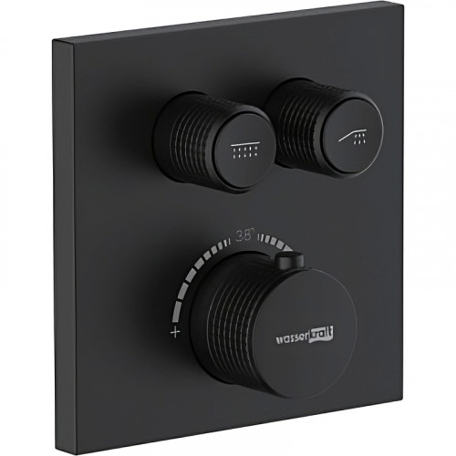 Смеситель для душа WasserKRAFT Elbe 7448 Thermo с термостатом Черный матовый латунь встраиваемый