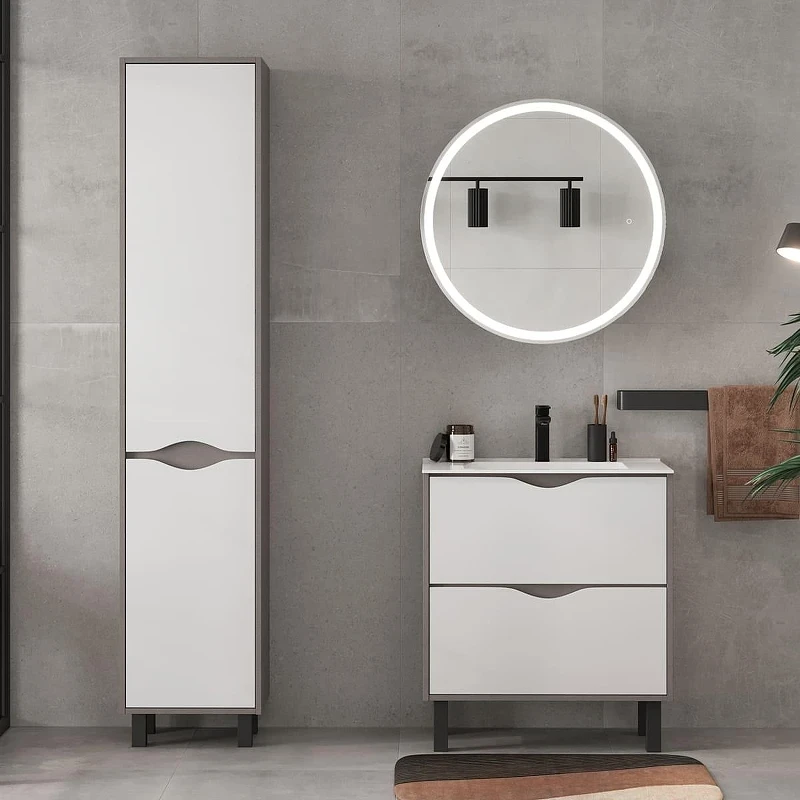 Шкаф пенал Equil Smile 40 pnSMILE40-04 цвет Белый Лен антрацит
