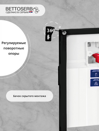 Инсталляция Bettoserb Sava Fix Slim SET40006485 для унитаза с клавишей смыва Bricks цвет Графит матовый