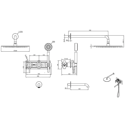 Душевая система Abber Wasser Kreis 316 AF8117BG цвет Золото брашированное