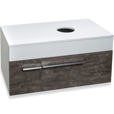 Тумба под раковину Runo Вудлайн 85 00-00001343 подвесная Белая Железный камень МДФ / ЛДСП