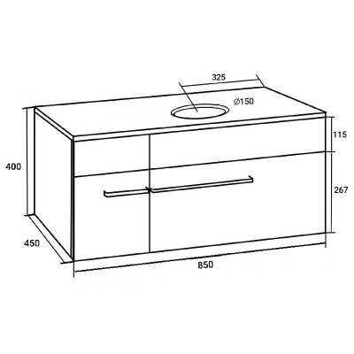 Тумба под раковину Runo Вудлайн 85 00-00001343 подвесная Белая Железный камень МДФ / ЛДСП