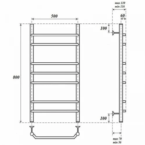 Водяной полотенцесушитель Point Венера PN07158 П7 500x800 Хром