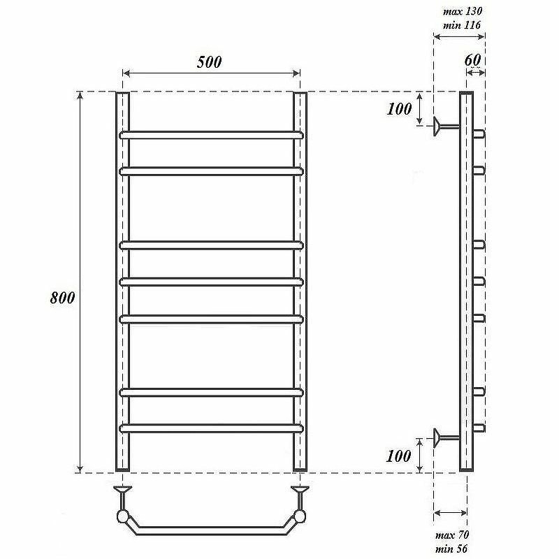 Водяной полотенцесушитель Point Венера PN07158 П7 500x800 Хром