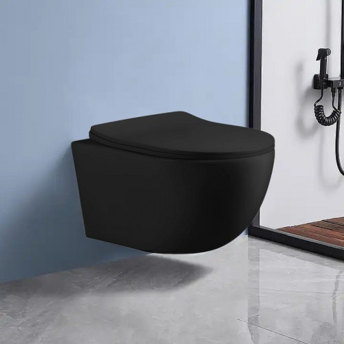Унитаз Ceruttispa Orlter Aria MBF CT10017 подвесной Черный матовый с сиденьем Микролифт фарфор подвесной