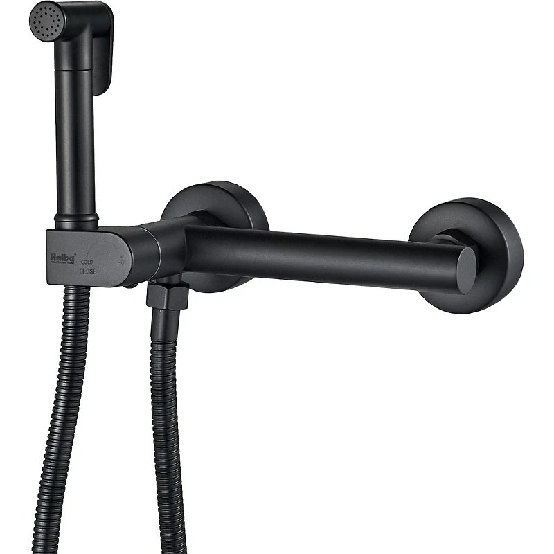Гигиенический душ со смесителем Haiba HB5514-7 Черный матовый латунь на стену