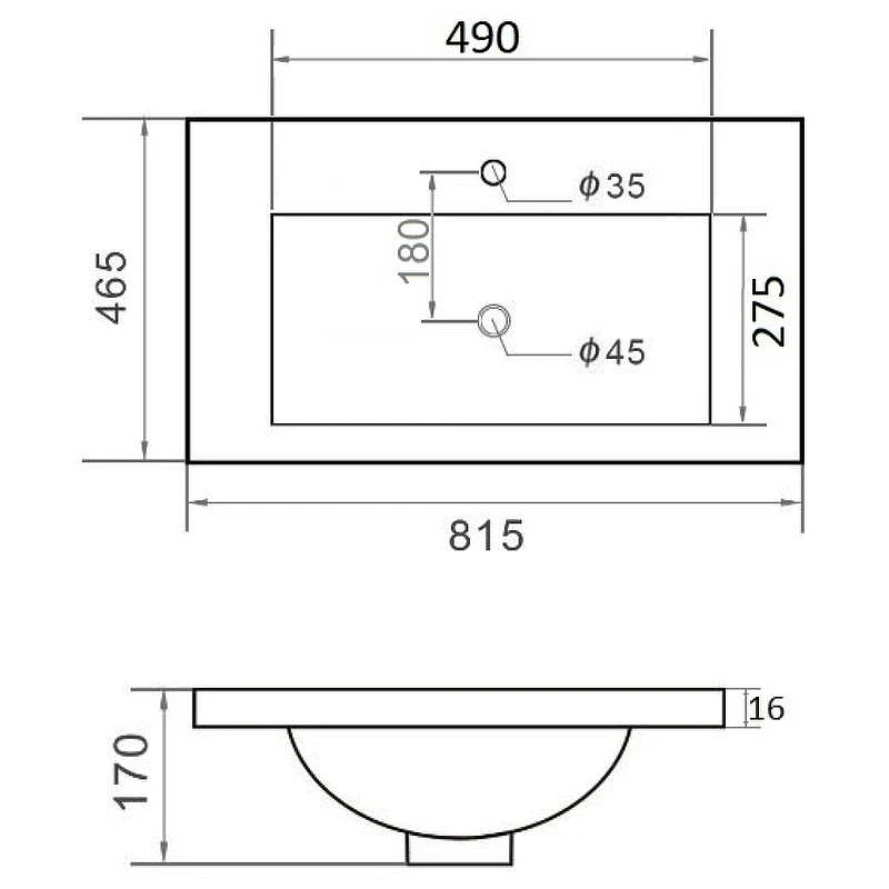 Раковина Orange 80 B03-800B Черная матовая