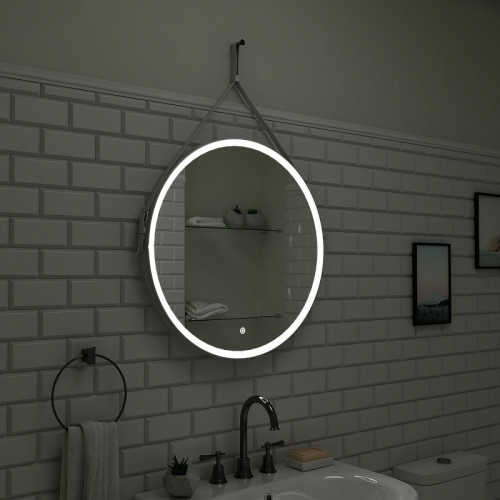 Зеркало Art&amp;Max Milan AM-Mil-650-DS-F с подсветкой с сенсорным выключателем Белое стекло