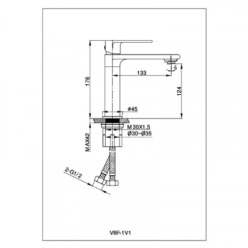Смеситель для раковины Vincea Vogue VBF-1V1GM Вороненая сталь латунь